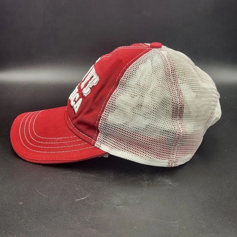 Shyanne I Love America Hat USA Cap Adjustable Garnet Red White Mesh Distressed - Picture 6 of 8